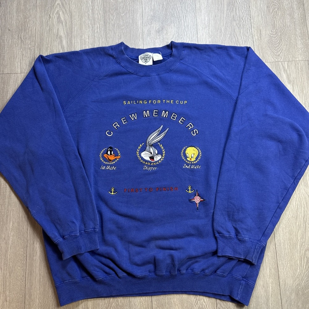 Rare!! True‎ Vintage 1992 Acme Looney Toones Bugs Bunny Crew Member Sweatshirt L